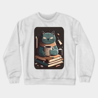 Coffee, Cats, and Books - Funny Cats Crewneck Sweatshirt